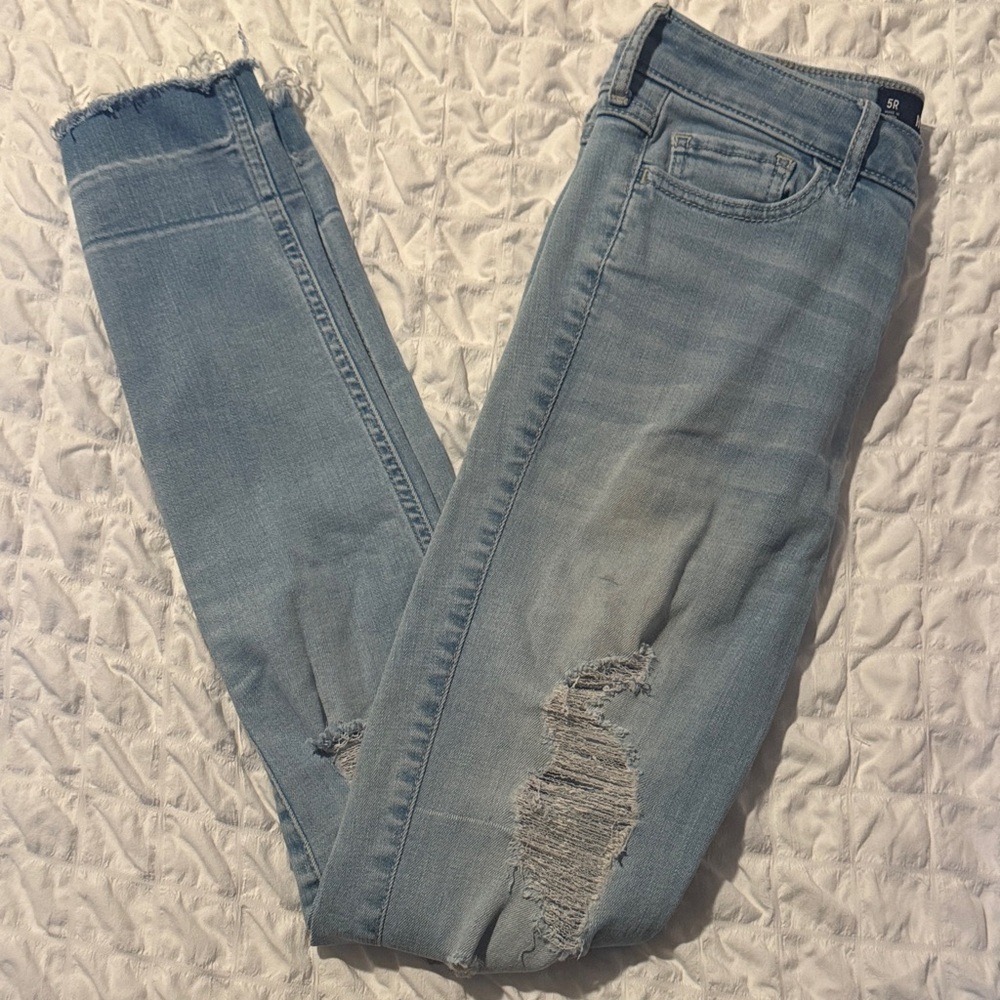 Hollister Faded Blue Ripped High-rise Skinny Jeans